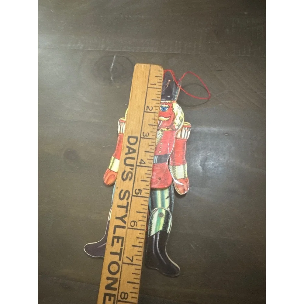 Vintage Nutcracker Jumping Jack Christmas Ornament Pull String Articulated Red